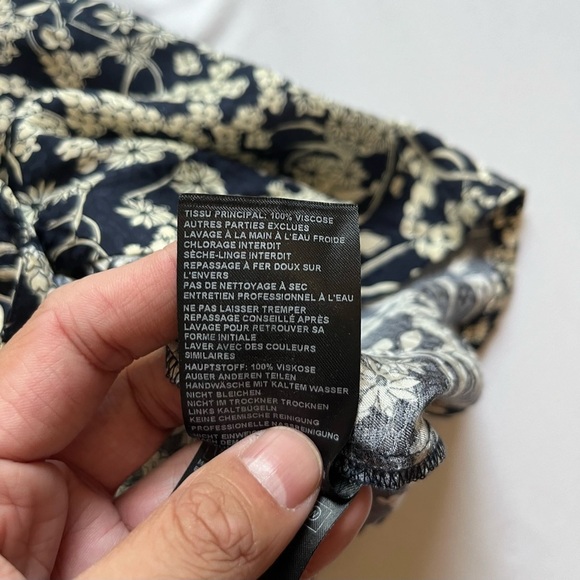 BA&SH black cream floral short puff sleeve button up mini dress - Picture 7 of 7